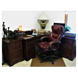 Wood Executive Desk and Matching Cabinets 