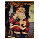 Large Wooden Santa on Bench New in Box  