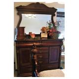 Antique Waterfall Dresser with Mirror 