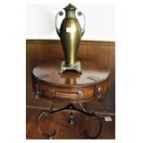 World Map Suitcase Side Table with Leather Straps and Buckles 