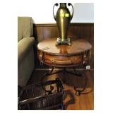 World Map Suitcase Side Table with Leather Straps and Buckles 