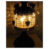 Vintage Lamp loaded with Crystals - Change the Shade and make it into a perfect Shabby Chic Piece! 