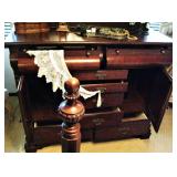 Antique Waterfall Dresser with Mirror 