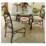 Very Nice Round Glass Top Table with 4 Chairs 