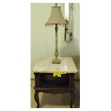 Set of Wood Marble Top Side Tables 