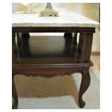 Set of Wood Marble Top Side Tables 