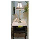 Set of Wood Marble Top Side Tables 