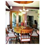 Ornate Carved Solid Wood Dining Table with 6 Chairs and 2 Leafs  