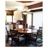 Ornate Carved Solid Wood Dining Table with 6 Chairs and 2 Leafs  