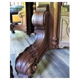 Ornate Carved Solid Wood Dining Table with 6 Chairs and 2 Leafs  