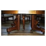 Ornate Carved Solid Wood Dining Table with 6 Chairs and 2 Leafs  