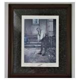 Signed Framed Charcoal Drawing Scottish Man Golfer 