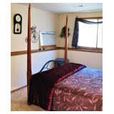 Four Poster Wood and Wrought Iron Queen Bed 