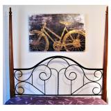 Four Poster Wood and Wrought Iron Queen Bed 