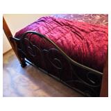 Four Poster Wood and Wrought Iron Queen Bed 