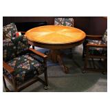 Extremely Nice Claw Feet Game Table with 4 Chairs 