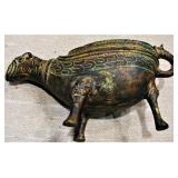 Chinese Antique Gold Gilded Bronze Wine Vessel 