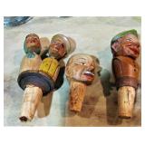 Vintage Hand Carved Wine Bottle Mechanical Wooden Corks 