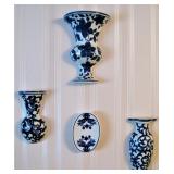 Blue and White Hanging Glass Vase Decor 