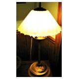 Vintage Glass Shade Marble Base Lamp 