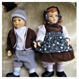 Vintage Hansel & Gretel Bisque Porcelain Dolls Strung Joints 