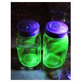 Large Vaseline Glass Spice Shaker Set 