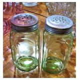 Large Vaseline Glass Spice Shaker Set 