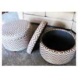 Round Chevron Pattern Storage Ottomans 