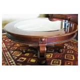 Wood Glass Top Round Table 