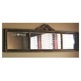 Vintage Oblong Ornate Carved Mirror with Etched Design 