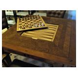 Elegant Game Table with 4 Leather Chairs 