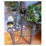 Elegant Iron Beveled Glass Side Table 