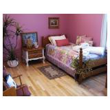 Twin Bed with Memory Foam Mattress  Covered with a Beautiful Handmade Quilt