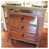 3 Drawer Large Mirrored End Table
