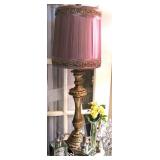 Pair of Vintage Gold Lamps with Sequin Accents on Shades