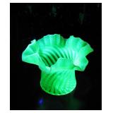 Uranium Glowing Glass Ruffled Dish