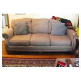 Upholstered Sofa with Nailhead Trim Wood Feet
