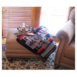 Upholstered Ottoman with Nailhead Trim Wood Feet