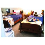 Solid Mahogany Wood Matching Twin Beds