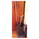 Walking Sticks with Compass and Walking Canes / Vintage Copper Umbrella Stand