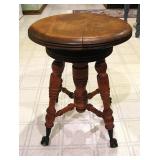 Mahogany Claw Foot Piano Stool