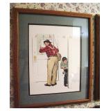 Norman Rockwell Boy and Shopkeeper Gone On Business Spring Print Framed