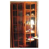 Tall Oak Shelf with Glass Doors