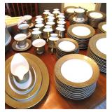 Versailles by Sango Green Band With Gold Filigree Dishes Set