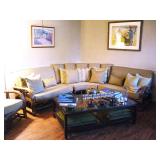 McGuire 5pc Wood Rattan Boho Corner Sectional. This is like new hardly if ever used