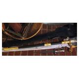 Vintage US Naval Officers Dress Sword & Leather Case /Vintage Mexican Knuckle Knife