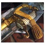 Vintage US Naval Officers Dress Sword & Leather Case