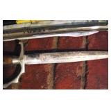 Vintage US Naval Officers Dress Sword & Leather Case /Vintage Mexican Knuckle Knife