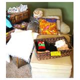 Chair Ottoman / Wood Shelf with matching Baskets Storage