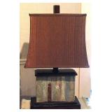 Real slate with mahogany Wood detail Lamp